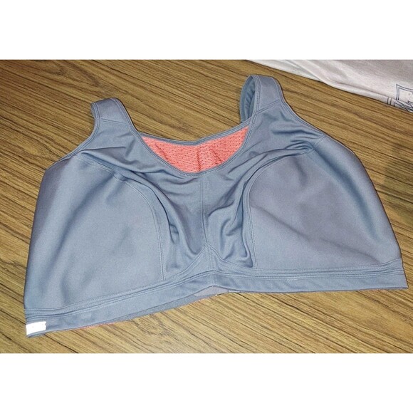 GLAMORISE SPORT ELITE Sz 50G NWOT MagicLift Orange Gray Sports Bra Wireless - Picture 3 of 12